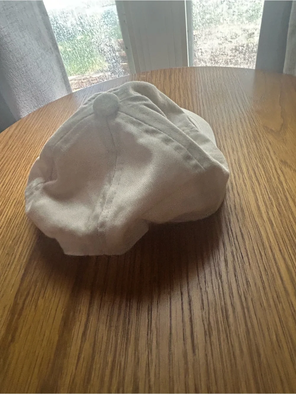 Vintage Polo Ralph Lauren Infant White Cream Hat Cap Navy Pony Elastic Strap